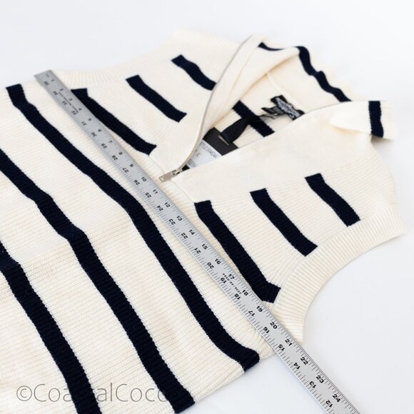 Oliver.O Anthropologie Striped Zipper Sweater Vest XL Top Coastal Nautical Golf - Picture 10 of 12